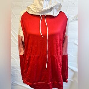 Red and Pink Colorblock Hoodie Women’s NWT Simple Flavor Hoodie Size XL